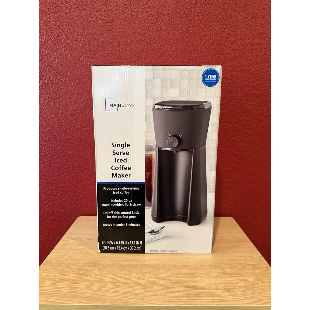 Mainstays MS54100125661 Single Serve Iced Coffee Maker w/ Tumbler, Lid, & Straw